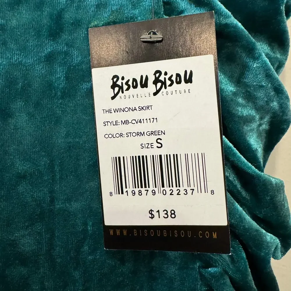 BISOU BISOU The Winona Skirt Storm Green Women's Size Small-New with Tags - Picture 7 of 7